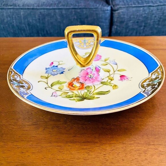 Noritake Hand-Painted Floral & Gold Trim Porcelain Dish With Handle - Picture 2 of 6
